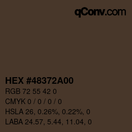 Color code: HEX #48372A00 | qconv.com