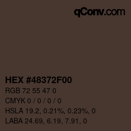 Color code: HEX #48372F00 | qconv.com