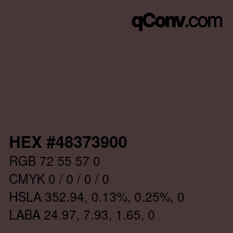 Color code: HEX #48373900 | qconv.com