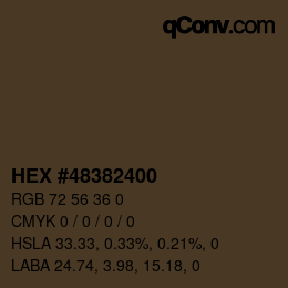 颜色代码: HEX #48382400 | qconv.com