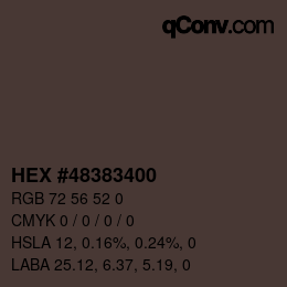 颜色代码: HEX #48383400 | qconv.com