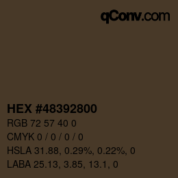 カラーコード: HEX #48392800 | qconv.com