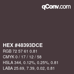 颜色代码: HEX #48393DCE | qconv.com
