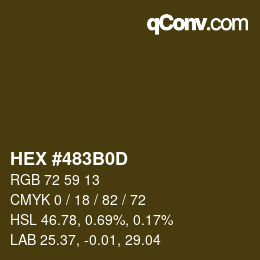 Color code: HEX #483B0D | qconv.com