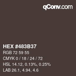 颜色代码: HEX #483B37 | qconv.com