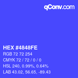 Color code: HEX #4848FE | qconv.com