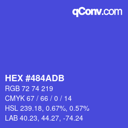 颜色代码: HEX #484ADB | qconv.com