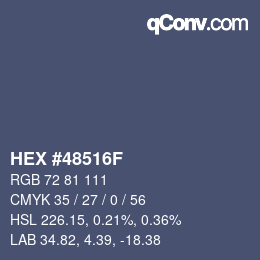 Farbcode: HEX #48516F | qconv.com