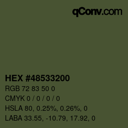 Color code: HEX #48533200 | qconv.com