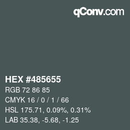 颜色代码: HEX #485655 | qconv.com