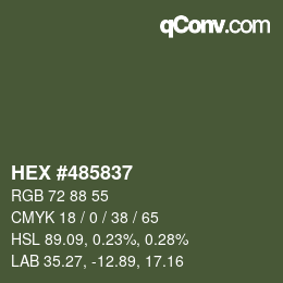 颜色代码: HEX #485837 | qconv.com