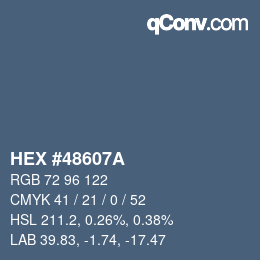 颜色代码: HEX #48607A | qconv.com
