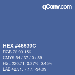 Color code: HEX #48639C | qconv.com