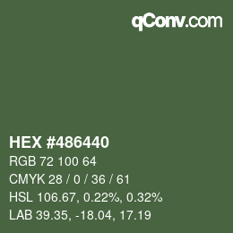 颜色代码: HEX #486440 | qconv.com