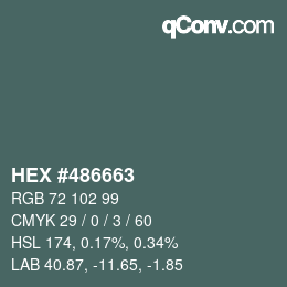颜色代码: HEX #486663 | qconv.com