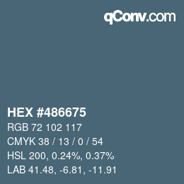 颜色代码: HEX #486675 | qconv.com