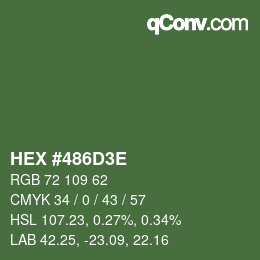 カラーコード: HEX #486D3E | qconv.com