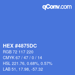 Color code: HEX #4875DC | qconv.com