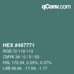 颜色代码: HEX #487771 | qconv.com