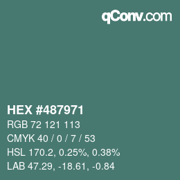 Farbcode: HEX #487971 | qconv.com