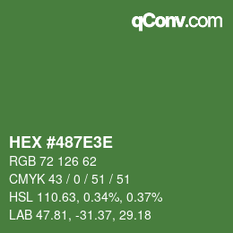 Color code: HEX #487E3E | qconv.com