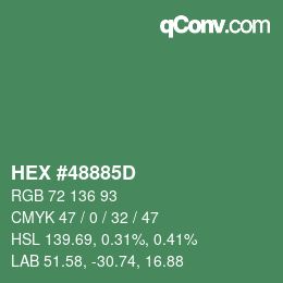 Color code: HEX #48885D | qconv.com