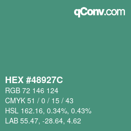 カラーコード: HEX #48927C | qconv.com