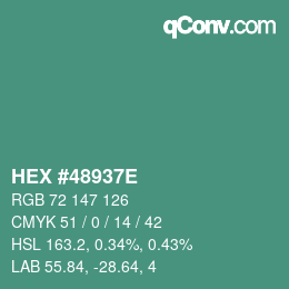 Color code: HEX #48937E | qconv.com