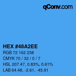 Color code: HEX #48A2EE | qconv.com