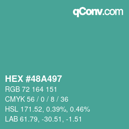 カラーコード: HEX #48A497 | qconv.com
