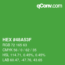 カラーコード: HEX #48A53F | qconv.com