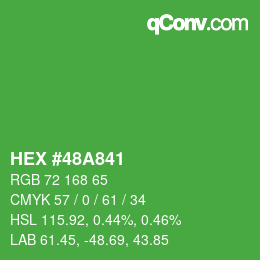 Color code: HEX #48A841 | qconv.com