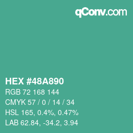 颜色代码: HEX #48A890 | qconv.com