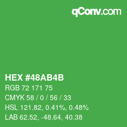 カラーコード: HEX #48AB4B | qconv.com