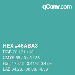 カラーコード: HEX #48ABA3 | qconv.com