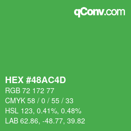 Color code: HEX #48AC4D | qconv.com