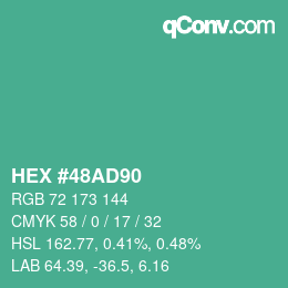 Farbcode: HEX #48AD90 | qconv.com