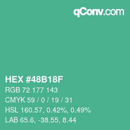 カラーコード: HEX #48B18F | qconv.com