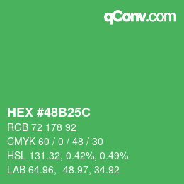 Color code: HEX #48B25C | qconv.com