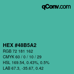 カラーコード: HEX #48B5A2 | qconv.com