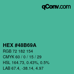 カラーコード: HEX #48B69A | qconv.com
