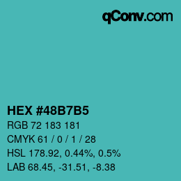 颜色代码: HEX #48B7B5 | qconv.com
