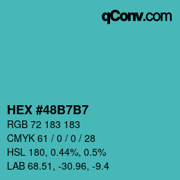 颜色代码: HEX #48B7B7 | qconv.com