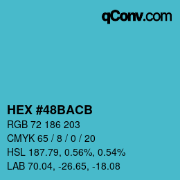 Color code: HEX #48BACB | qconv.com