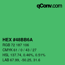 カラーコード: HEX #48BB6A | qconv.com