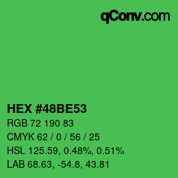 Color code: HEX #48BE53 | qconv.com