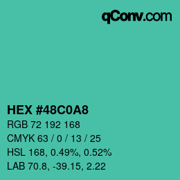 Color code: HEX #48C0A8 | qconv.com