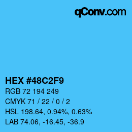 カラーコード: HEX #48C2F9 | qconv.com