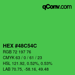 Color code: HEX #48C54C | qconv.com