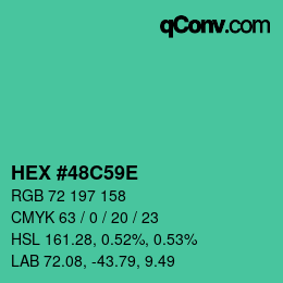 Color code: HEX #48C59E | qconv.com